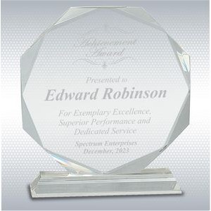 8" Octagon Optical Crystal Excellence, Employee Recognition Gift Award