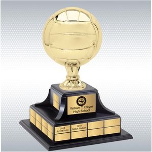 Gold Volleyball Trophy w/Perpetual Base (14'' x 14'' x 17'')