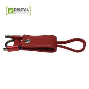 Portable Leather Keychain Data Charging Cable