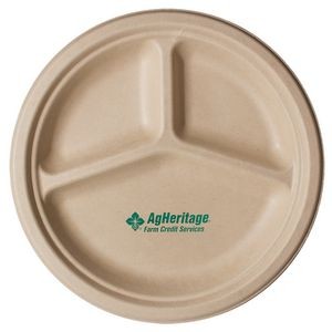 10" Round 3-Compartment Eco-Friendly Paper Plate