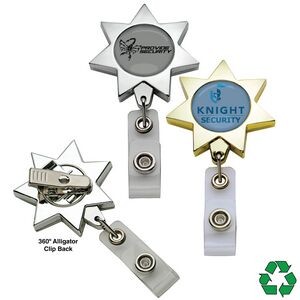 Metallic Finish 7 Point Star Retractable Badge Reel
