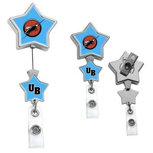 Chrome Double Up Star Retractable Badge Reel