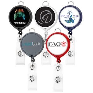 Large Face Retractable Badge Reel w/lanyard attachment - Opaque