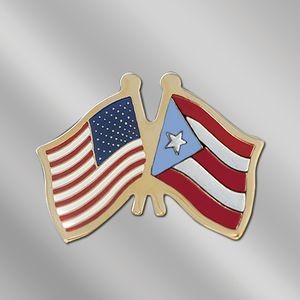 USA/Puerto Rico Light Blue Cross Flags Stock Patriotic Pin