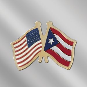 USA/Puerto Rico Cross Flags Stock Patriotic Pin