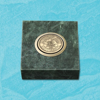 Green Marble Paperweight with medallion