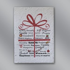 Ribbon & Bow Floral Seed Paper Holiday Card w/Stock or Custom Message