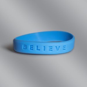 Light Blue Believe Stock Silicone Bracelet