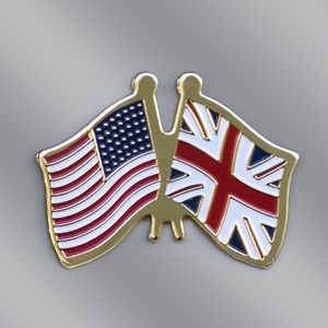 USA/England Cross Flags Stock Patriotic Pin