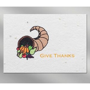 Give Thanks Floral Seed Paper Holiday Card w/o Inside Message