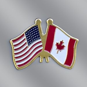 USA/Canada Cross Flags Stock Patriotic Pin