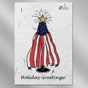 American Flag Tree Floral Seed Paper Holiday Card w/Stock or Custom Message
