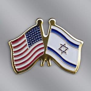 USA/Israel Cross Flags Stock Patriotic Pin