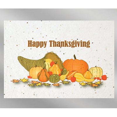 Happy Thanksgiving Floral Seed Paper Holiday Card w/Stock or Custom Message