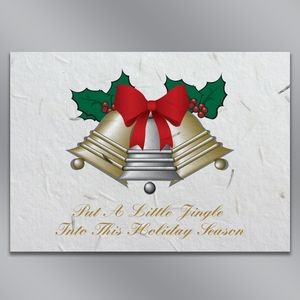 Bells Floral Seed Paper Holiday Card w/ Stock or Custom Message