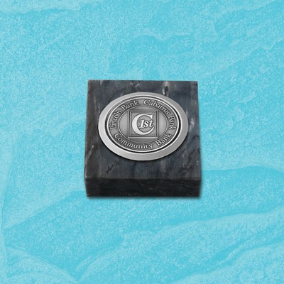 Black Marble Paperweight with medallion