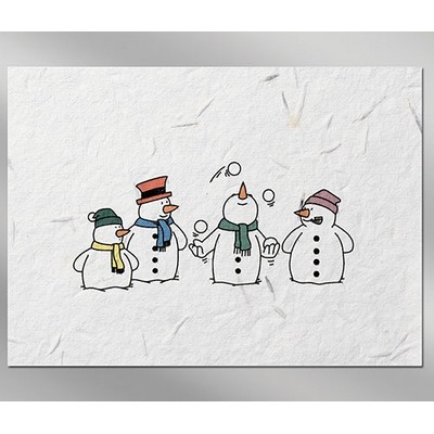 4 Snowmen Floral Seed Paper Holiday Seasons Card w/ Stock or Custom Message