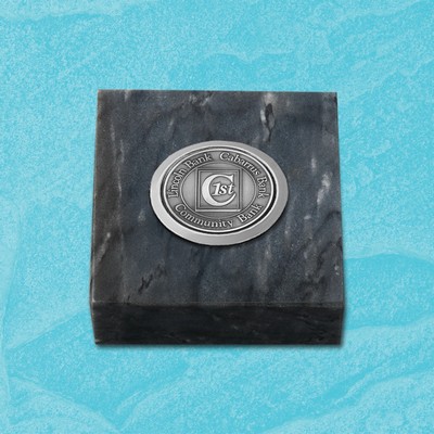 Black Marble Paperweight with medallion