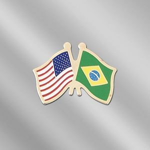 USA/Brazil Cross Flags Stock Patriotic Pin