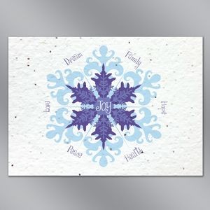 Blue Snowflakes Floral Seed Paper Holiday Card w/Stock or Custom Message