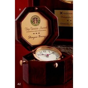 Rosewood Finish Captain's Clock Award (4")