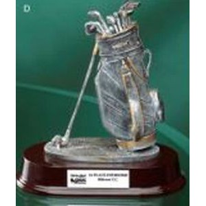 Silver/Gold Golf Bag Sculpture Trophy (7 1/2")