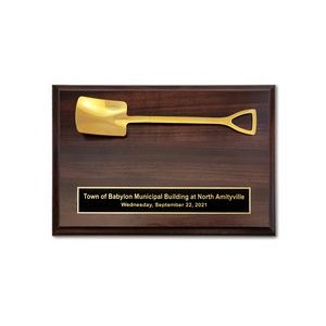 Wood Plaque w/6-1/2" Gold Plated Shovel