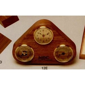 6.3"x9-1/5" Walnut Weather Station With Clock (12e)