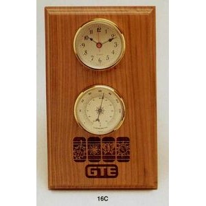 6"x10" Walnut Weather Station With Clock (16c)