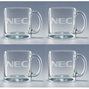 Set of Four 13 Oz. Clear Tempered Coffee Mugs w/Gift Box