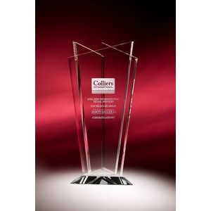 Trio Modern Crystal Award Vase - 11.5"