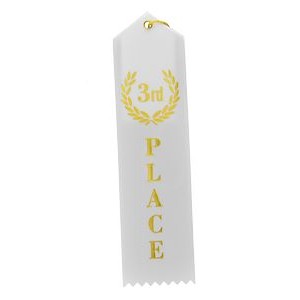 3rd Place Standard Stock Ribbon with Card & String (2"x8")