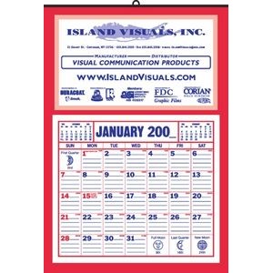 Full Apron Calendar w/Memo Pad & Red Border