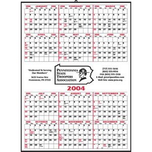 Center Ad Copy Yearly Calendar w/Bordered Months