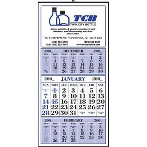Blue & Black Large Twelve 3-Month Sheet Calendar