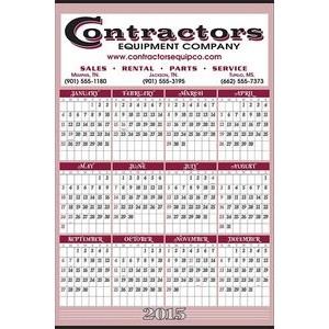 3 Row Yearly Calendar w/Large Date Number
