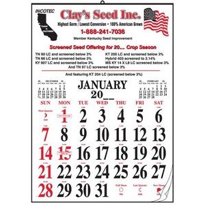 Large Number 12 Sheet Calendar