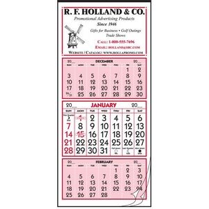 Red Twelve 3-Month Sheet Calendar