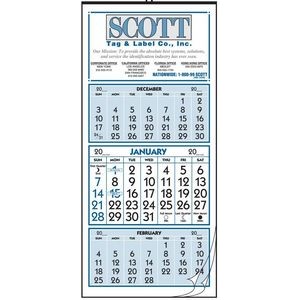 Blue Twelve 3-Month Sheet Calendar
