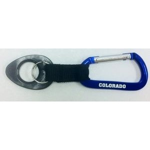 Blue Carabiner w/Split Ring & Bottle Holder