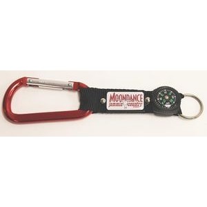 Red Carabiner w/Plate & Compass