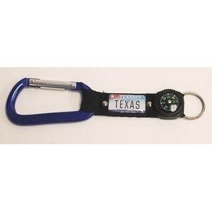 Blue Carabiner w/Plate & Compass