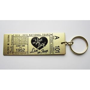 Ticket Style 4.25" x 1.5" Aluminum Key Tag w/ a Die struck/color filled imprint. Made in the USA.