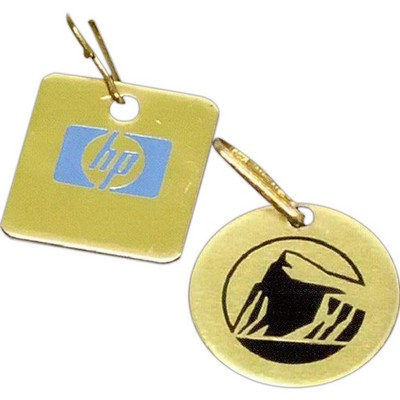 1" Round or Square Aluminum Zipper Pull with am Epoxy, Screen Printed Imprint. Made in the USA.