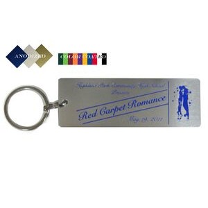 Ticket Style 4.25" x 1.5" Aluminum Key Tag w/ an epoxy screen printed imprint. Made in the USA.
