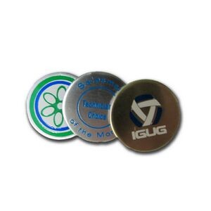 Gold/Silver- Color Coated Golf Ball Marker / Screen Printed (3/4" Diameter)