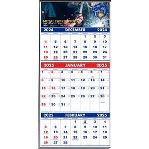 3-Months-In-View Full Color Multi-Sheet Calendar w/Red & Blue Pad