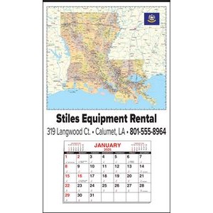 Large Louisiana State Map Full Apron Calendar