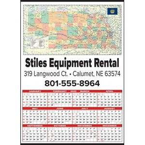Small Nebraska State Map Year-In-View® Calendar