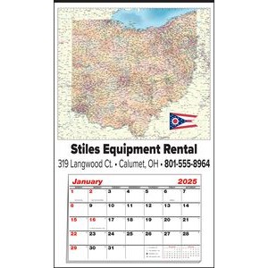 Large Ohio State Map Full Apron Calendar